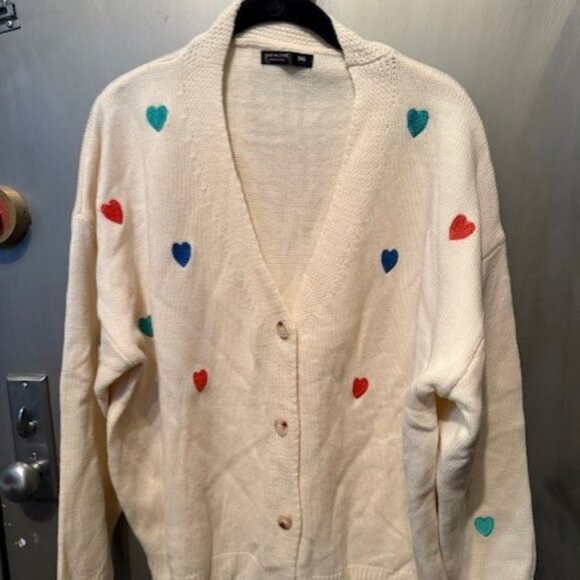 Retro V-Neck embroidered heart sweater cardigan - Picture 5 of 16
